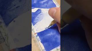 One color painting 💙 ultramarine blue #watercolorart #paintingprocess #relaxingart #miniatureart