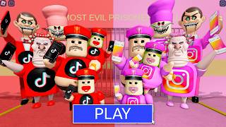 TIKTOK FAMILY vs INSTAGRAM FAMILY! in BARRY'S PRISON RUN! #roblox #obby