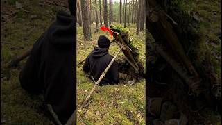 Last Second Escape From Wolves! Underground Shelter 😱🐺 #bushcraft #camping #survival #shorts