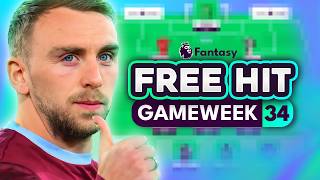 FPL GW34: MY FREE HIT TEAM! | Team Selection First Draft for Gameweek 34 📝 2025/26