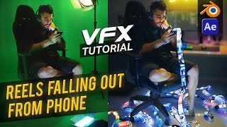 Reels falling out from Phone | Doom Scrolling | Quick VFX Tutorial | Blender & Aftereffects