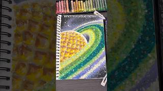 Drawing pineapple planets with oil pastels 🪐🍍 #oilpastel #drawing #space #artprocess #fruitart