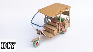 Electric toto rickshaw Kaise banaen cardboard se || make electric auto rickshaw at home