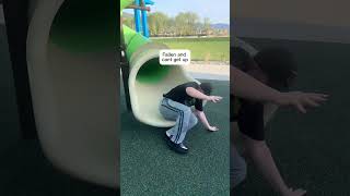 Hubs With MS Going Down Huge Slide #mswarrior #caregiver #husbandwife