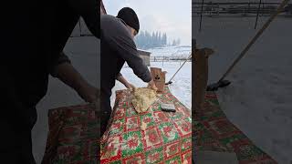 Made Pizza Dough by Hand in -15°C Freezing Cold ❄️🍕#pov #viral #Pizza #chef #outdoorlife  #shorts