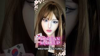 Trying Korean Makeup on Western Features!🇰🇷➡️🇺🇸#koreanmakeup #makeuptutorial #transformation