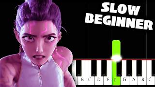 Takedown (KPop Demon Hunters) - SLOW BEGINNER Piano Tutorial