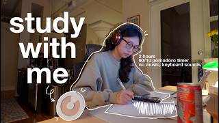 (2AM) 2 HOUR STUDY WITH ME 📓 cramming for final exams, keyboard sounds, 60/10 pomodoro & pencil asmr