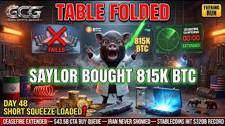 Table FOLDED But Ceasefire HELD  Saylor Buys $2.55B BTC Day 48 Funding  CTA $43.5B Buy Queue LOADED